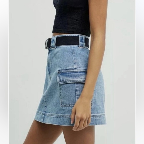 PacSun Cargo Belted Denim Skirt, NWT - Picture 2 of 15